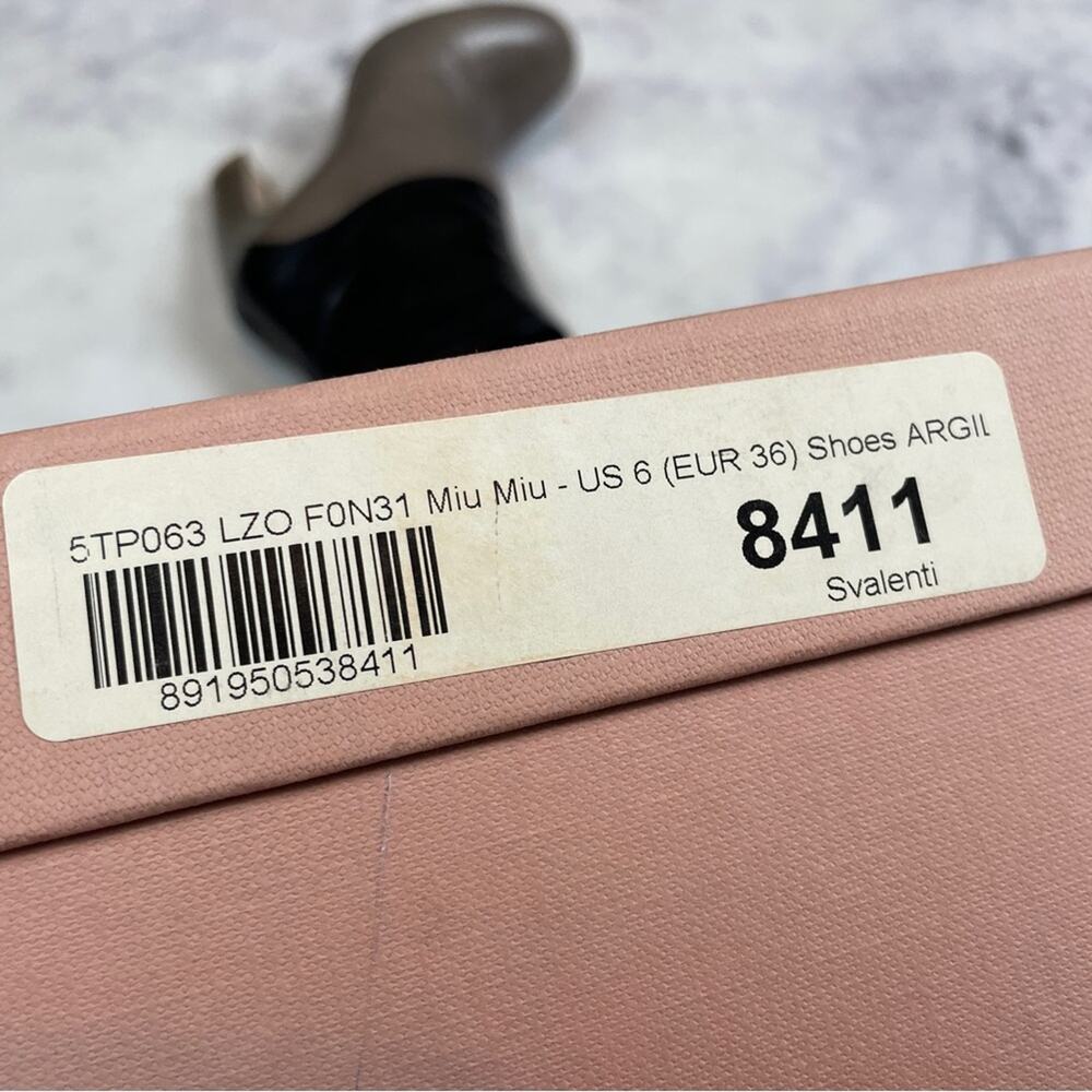 Miu Miu Colorblock Heeled Ankle Boots Taupe Black Polished Calfskin NWB Sz 36 - Picture 9 of 10